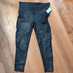 Spanx Faux Leather High-Waisted Leggings Petite